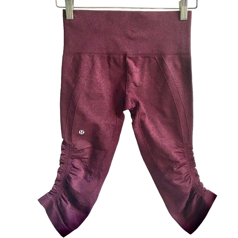 Lululemon The Flow Compression Ruched Crop II Thights Heathered Berry Yum Size 4